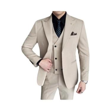 Imagem de Terno Formal Slim-fit Estilo Coreano Em Três Peças Para Casamento, Mel