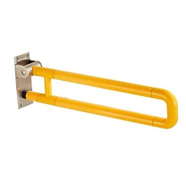 Imagem de Barra de apoio, barra de apoio para deficientes físicos, banheiro para idosos com deficiência, barra de apoio de aço inoxidável, alça de suporte de banheiro/amarelo com perna/75 cm