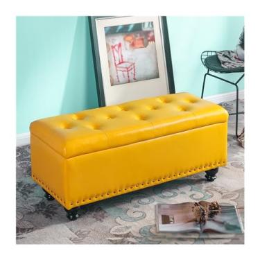 Imagem de Sapateira, banco, multifuncional, longo, trocador de sapatos, banco, porta de entrada, retangular, cor sólida, banco de porta de entrada, trocador de sapatos, banco para porta da frente (amarelo, 80