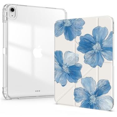 Imagem de Idocolors Linda capa para iPad 7ª/8ª/9ª geração, iPad de 10,2 polegadas, 2019/2020/2021, capa traseira de acrílico transparente com suporte para lápis, vários ângulos destacáveis, dobrável em forma de