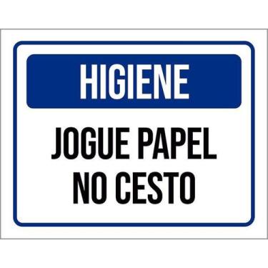 Imagem de Kit 10 Placa Acm Higiene Jogue Papel No Cesto 18X23 - Sinalizo