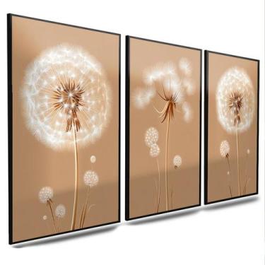 Imagem de Quadro Triplo Flor Dente de Leão Decorativo - LAautomotivo