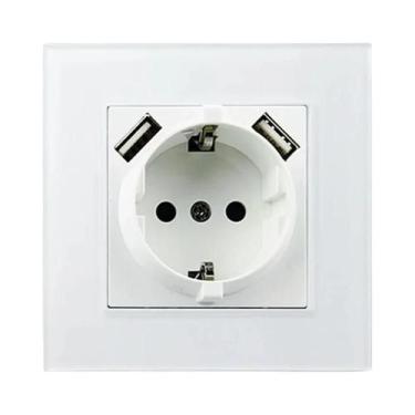 Imagem de Interruptor De Luz Touch Wallpad Branco E Preto Com Tomada EU 300W LED