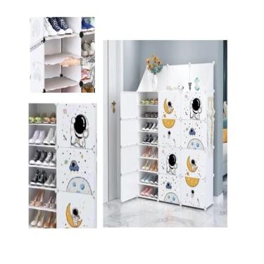 Imagem de Armario Infantil Sapateira Guarda Roupa Modular 12 Portas Organizador Brinquedos 25 Prateleiras
