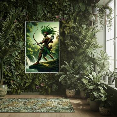 Imagem de Quadro Candomblé Oxossi Guerreiro  - 70x50cm