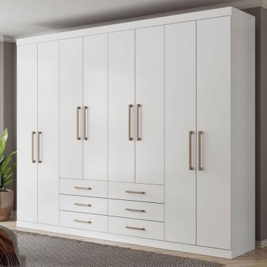 Imagem de Guarda-Roupa Casal Belize 8 Portas 6 Gavetas Branco - Pnr Móveis