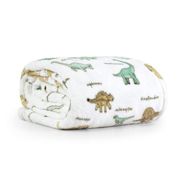 Imagem de Manta Cobertor Lutti Solteiro Infantil  220g/m² 2,20x1,50m Fofinha Não Desbota Dinossauro Verde