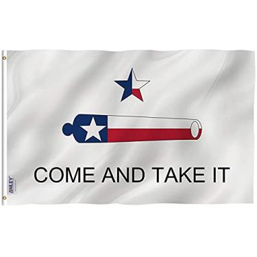 Imagem de Bandeira "Come and Take It" Anley Fly Breeze 3x5 Foot Texas - Cor viva e prova de desbotamento - Cabeçalho de tela e costura dupla - Gonzales Bandeiras históricas Poliéster com ilhós de latão 3 X 5 pés