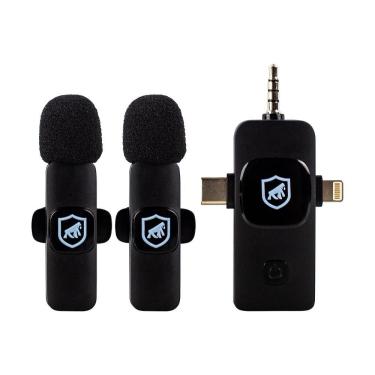 Imagem de Microfone de Lapela sem Fio Armor 3 em 1 Flex com Conexões Tipo C Lightning e P3 Sistem...