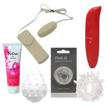 Imagem de Kit de Produtos Eróticos Estimulador Ponto g + Bullet Multivel + Egg Jupter + Anel Pink o - Lubrificante Fun Chiclete