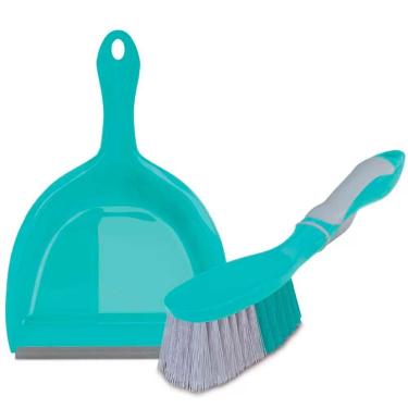 Imagem de Conjunto de Limpeza Pá e Escova 2 Peças para Remover Migalhas com Cabos Anatômicos para Casa Ou Escritório Verde