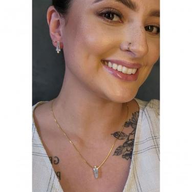 Imagem de Conjunto de Joias Floratta Joias Trapézio em Zircônia [F027] Banhado em Ouro 18K 45CM Dourado Feminino