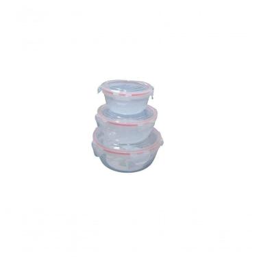 Imagem de Conjunto 3 Pote Hermético Redondo Multiuso com Tampa Transparente para Alimentos em Plástico Top Rio