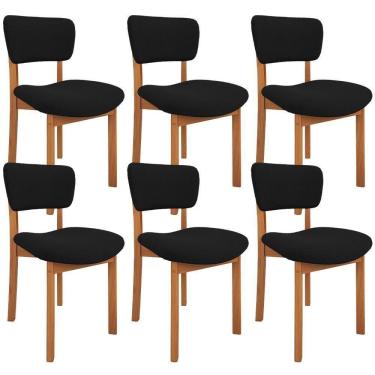 Imagem de Kit 06 Cadeiras Para Sala De Jantar Cozinha Living Estofada Dara L02 Bouclê Preto - Lyam Decor