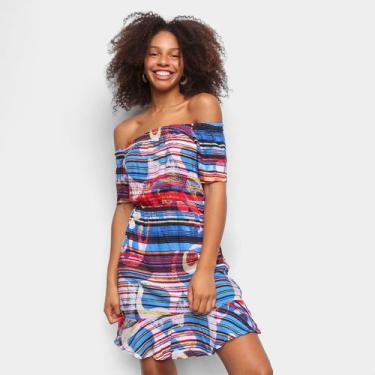 Imagem de Vestido Água Viva Curto Ombro A Ombro Color Block, Estampado, G