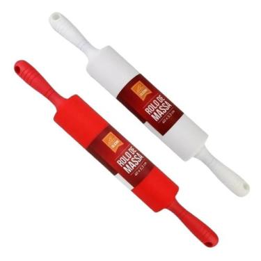 Imagem de Rolo de Massa Silicone Giratório Pau de Macarrão Pizza Pão Cozinha - C