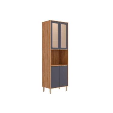 Imagem de Paneleiro de Cozinha Cristaleira Esplêndida 4 Portas em 100% MDF 70CM Cinamomo-titanium...