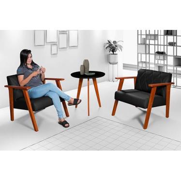 Imagem de Kit Duas Poltronas Madri Material Sintético + Mesa Lateral - Essencial