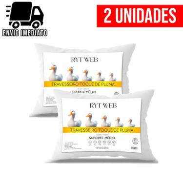 Imagem de Kit 2 Travesseiro Pluma de Ganso Premium Macio Conforto Hotel Luxo Ant