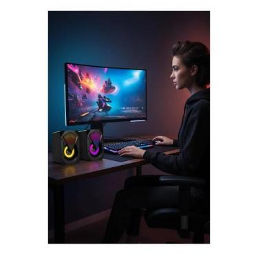 Imagem de Caixa de Som PC USB P2 RGB Efeito Gamer LED - Congratulations Store