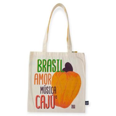 Imagem de Sacola Ecobag Brasilidades Bolsa Feminina Estampada Multiuso, Cajú