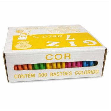 Imagem de Giz Escolar Plastificado 500 Unidades Colorido - Sete Belo