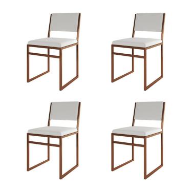 Imagem de Kit 4 Cadeiras Industrial Isa Assento Corino Base Cobre para Mesa Sala Cozinha - Cobre/...