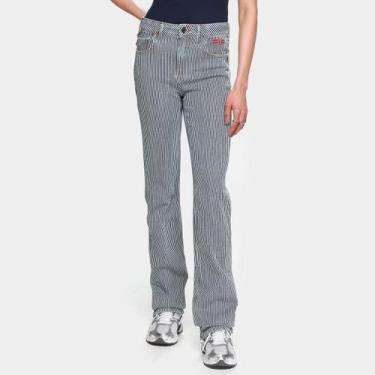 Imagem de Calça Jeans Colcci CLC Listrada Feminina, Azul, Off white, 40