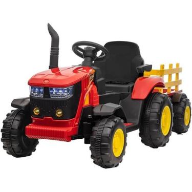 Imagem de Trator Elétrico Infantil Vermelho Amarelo 12v Zippy Toys