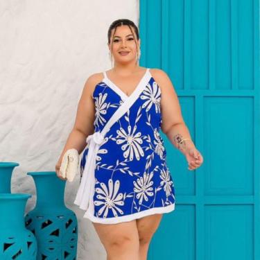Imagem de Macaquinho Plus Size Envelope Short Saia Alça Regula 0679 - Bellucy Mo