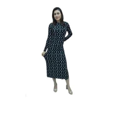 Imagem de Vestido Midi Feminino Aberturas Laterais Canelado - Vila Flor