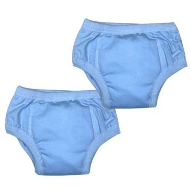 Imagem de Cueca Algodão Absorvente para Desfralde Kit 2unds Lisa Azul - Minha Es
