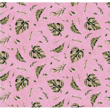 Imagem de Tecido Tricoline Folhagens Cor 05 (Rosa) - Medidas 0,50x1,50 metros - 