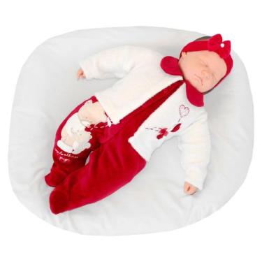 Imagem de Macacão Longo Pupi Baby Menina Ursinhas Corações Vermelho, Vermelho, P