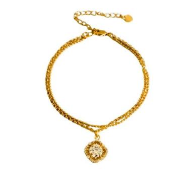 Imagem de Pulseira Feminina Lumi Banhada a Ouro 18k de 16 cm com Extensor de 5 c