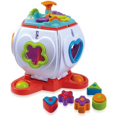 Imagem de Brinquedo Educativo Pentaformas com Som e Blocos 5 Faces Cubos Didáticos Coloridos Maral