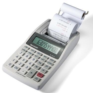 Imagem de Sharp EL-1611V Calculadora portátil portátil sem fio de 12 dígitos com tela LCD grande de impressão em duas cores com funções fiscais