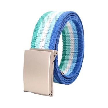 Imagem de Cinto De Lona Ajustável Com Listras Arco-Íris Para Mulheres, Multicolo