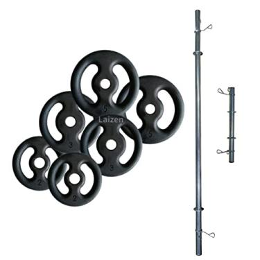 Imagem de Kit Anilhas 20kg + 1 Barras 40cm + 1 Barra 120cm