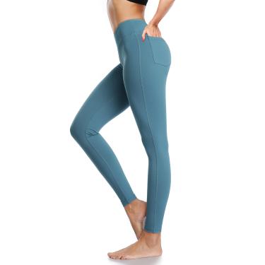 Imagem de Calças de ioga de cintura alta feminina com bolsos_Azul de Haze||L