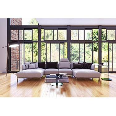 Imagem de Yeele Fundo moderno de janela de escritório de 2,4 x 1,8 m, fundo para videochamada, interior sofá planta sala de estar pano de fundo para fotografia