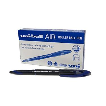 Imagem de uni-ball Canetas esferográficas UB-188-M Micro Air. Ponta premium de 0,5 mm para escrita super suave. Escreve como uma caneta-tinteiro. Líquido Uni Super Ink. Caixa com 12 canetas esferográficas azuis