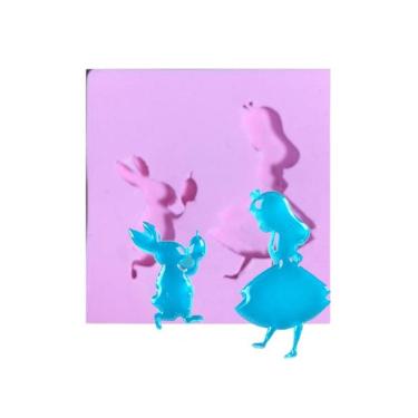 Imagem de Molde De Silicone Alice No Pais Das Maravilhas E Coelho