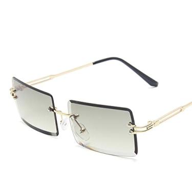 Imagem de Óculos de sol de moda vintage para mulheres sem aro sem moldura retângulo tons gradiente uv400 verão viajar óculos de sol, 2