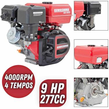 Imagem de Motor Estacionário Kawashima GE-900 À Gasolina 9HP 277cc 4 Tempos Sem Embreagem Para Microtratores