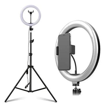 Imagem de Ring Light Profissional 34cm Selfie Live Com Tripé 2 Metros Para Celular Anel Lâmpada Vídeo E Maquiagem Iluminação Foto Estúdio PREMIUM ONYK