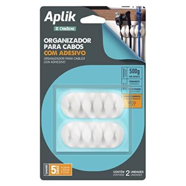 Imagem de Ordene - Organizador para Cabos Emborrachado para até 5 Cabos, com Adesivo, Cor Branca, Linha Aplik