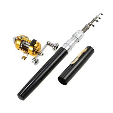 Imagem de Qudai Pesca Rod Reel Combo Kit Set Mini telescópico portátil Bolso Pen Pesca Rod Pólo + Reel liga de alumínio Acessórios de pesca
