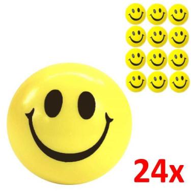 Imagem de Kit 24 Bolinhas Amarela Smile Massagem Apertar Anti Stress - Garota Bo