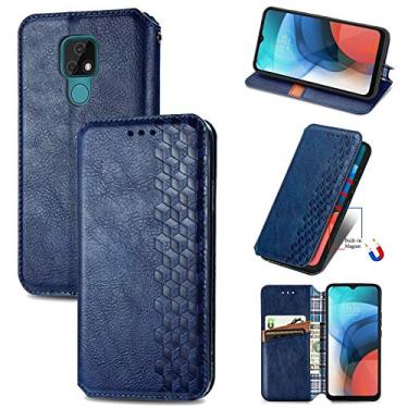 Imagem de HONGYAN Capa de telefone Para Motorola MOTO E7 Cubic Grid Pressed Horizontal Flip Magnetic PU Bolsa de Couro com Suporte e Slots de Cartão e Carteira Capa protetora